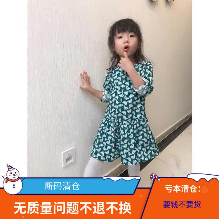 法国外贸童装 纯正 2020春夏新款女童连衣裙纯棉印花洋气长袖