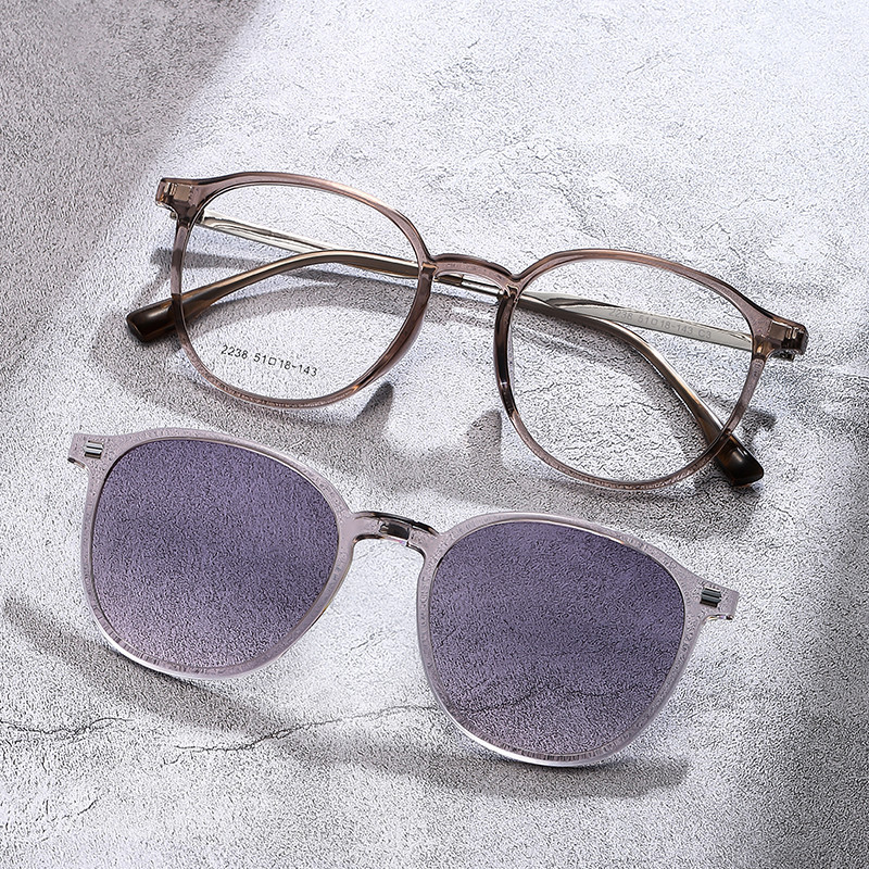 渐变磁吸式套镜夹片男女开车两用偏光太阳镜超轻tr金属近视眼镜框