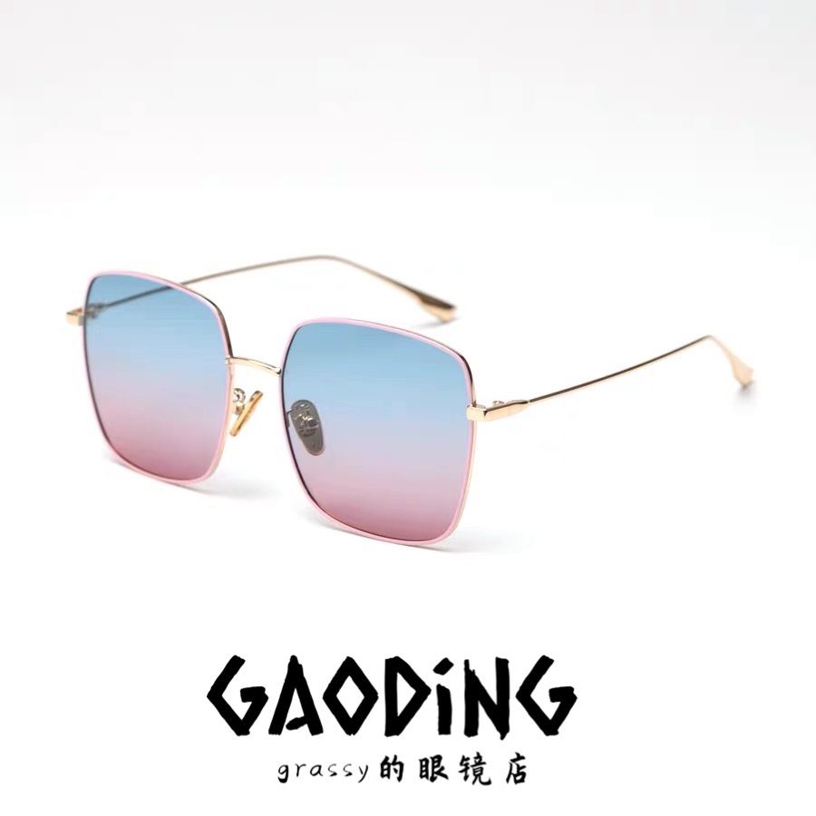 金属偏光彩膜太阳镜男女情侣款方框墨镜男欧美复古方形超轻渐变