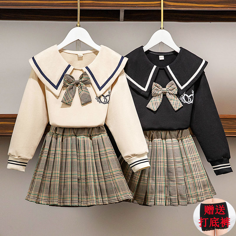 女童卫衣童装学院风秋冬季两件套
