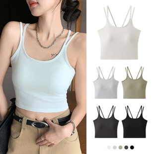 白色吊带背心内搭女夏季新款外穿带胸垫美背文胸一体打底瑜伽上衣