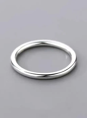 s999纯银素圈戒指女轻奢高级感足银食指戒时尚个性小众设计指环