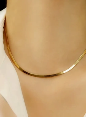 S925纯银项链意大利蛇骨链刀片项链女百搭欧美饰品小众设计品