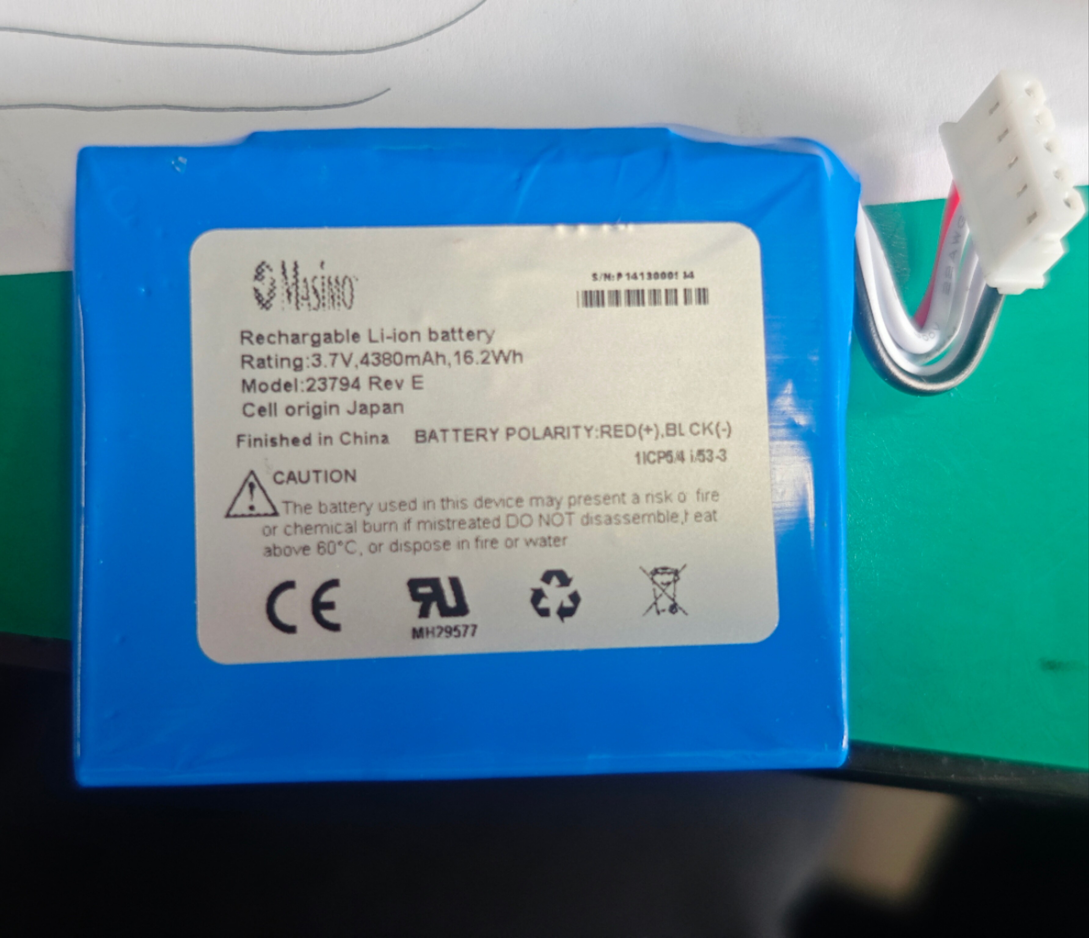 适用墨西哥Radical-7脉搏碳氧血氧测量仪电池3.7V 4380mAh 16.2Wh