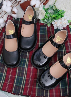 原创日系玛丽珍鞋春秋低跟JK制服鞋漆皮黑色小皮鞋圆头学生鞋子女