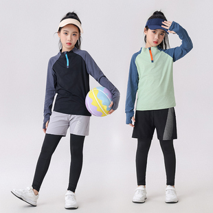 儿童羽毛球服网球训练服春秋女童运动跑步健身套装儿童成人运动服