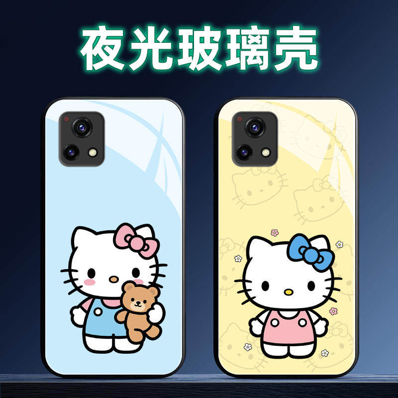 适用vivoY31s夜光玻璃手机壳Y32保护套Y32t全包软防摔定制薄硅胶凯蒂猫壹时尚潮卡通新款网红液态女情侣男创