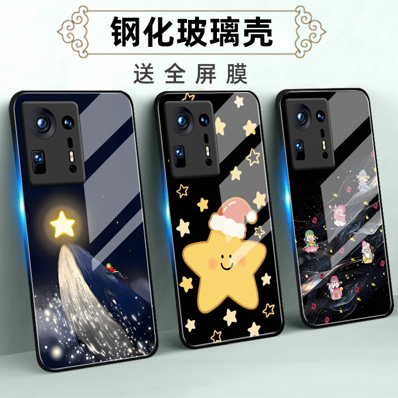 适用小米MIX4玻璃壳手机壳3保护套2全包2S防摔Max3定制2软薄硅胶猫爪潮个性网红男时尚简约高级女新款情侣创