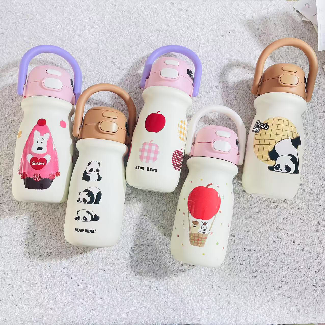 熊本士可爱小奶杯高颜值保温杯便携拎拎水杯550ml