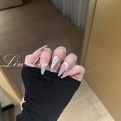 日式 LinLin 雾玫瑰 手工定制美甲ins气质姐姐磨砂长水滴穿戴甲