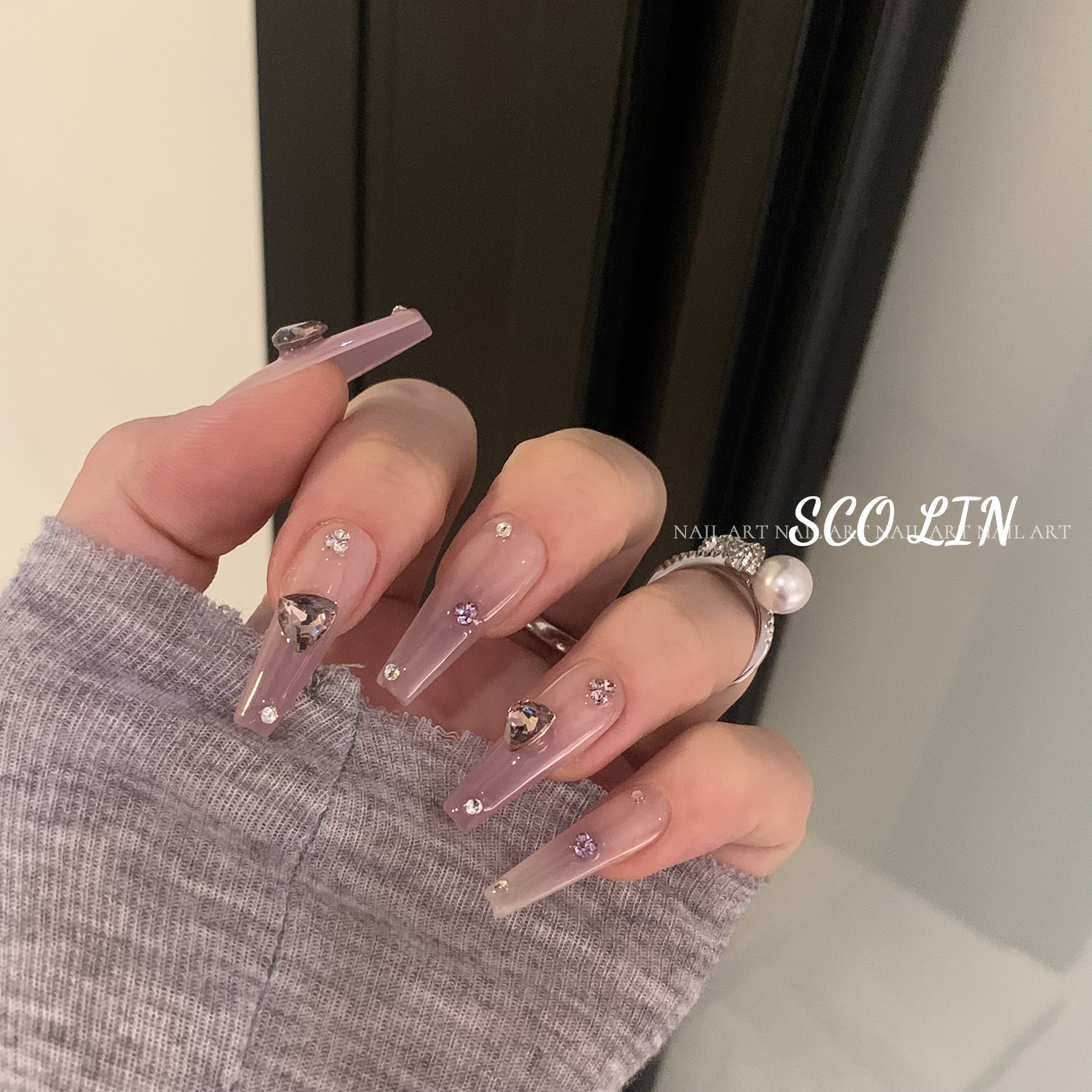 LinLin手工定制橙色粉色吹穿戴甲