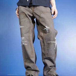 Michael联名KAMIYA Painter Saint Boro Pants重磅破坏伐木工装 裤