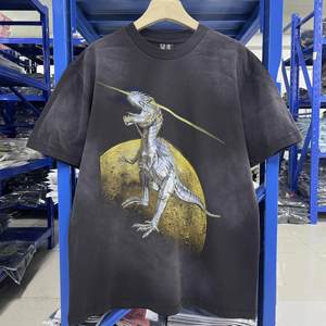 Saint Michael 25SS sorayama金属恐龙空山基联名水洗做旧T恤