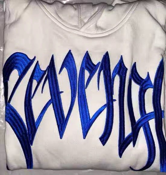 【现货】官方 revenge creamlogohoodie白色蓝色刺绣连帽卫衣
