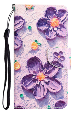 紫色大花适用iPhone15/14/13/12/11promax/XR翻盖手机壳皮套678plus