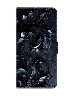 墨色鎏花适用iPhone17/16/15/14promax手机壳苹果13/12/11/xr/xsmax翻盖手机壳6S皮套7/8plus