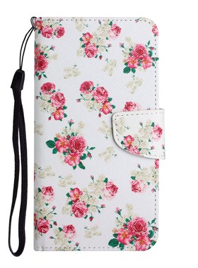 红色牡丹花适用iPhone14/13/12/11promax翻盖手机壳xr皮套678plus