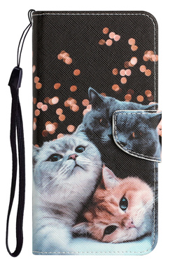 黑色3只猫适用苹果15/14/13/12/11promax/XR翻盖手机壳皮套6/7/8plus