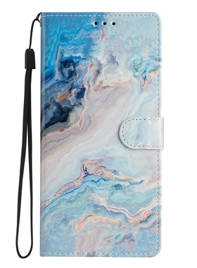 蓝色大理石适用苹果16/15/14/13/12/11promax/XR翻盖手机壳6s皮套78plus