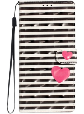 条纹爱心适用iphone17air/16/15/14/13/12/11promax苹果手机XR/xsmax/mini翻盖手机壳6s皮套7/8plus