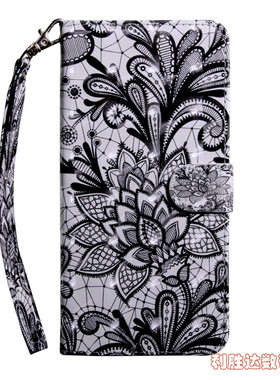 黑色蕾丝适用苹果14/13/12/11promax/xr翻盖5s手机壳6s皮套78plus