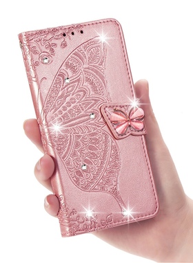 花之蝶适用iPhone17air/16/15/14/13/12/11promax贴钻翻盖手机壳XR皮套678plus