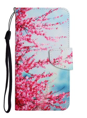 红色樱花适用iPhone14/13/12/11promax/xr翻盖手机壳6s皮套78plus