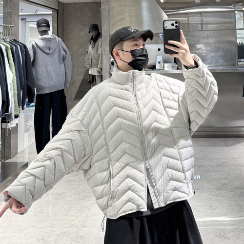 潮牌冬季立领羽绒服男ins韩版排骨结构宽松青年保暖轻薄羽绒衣潮