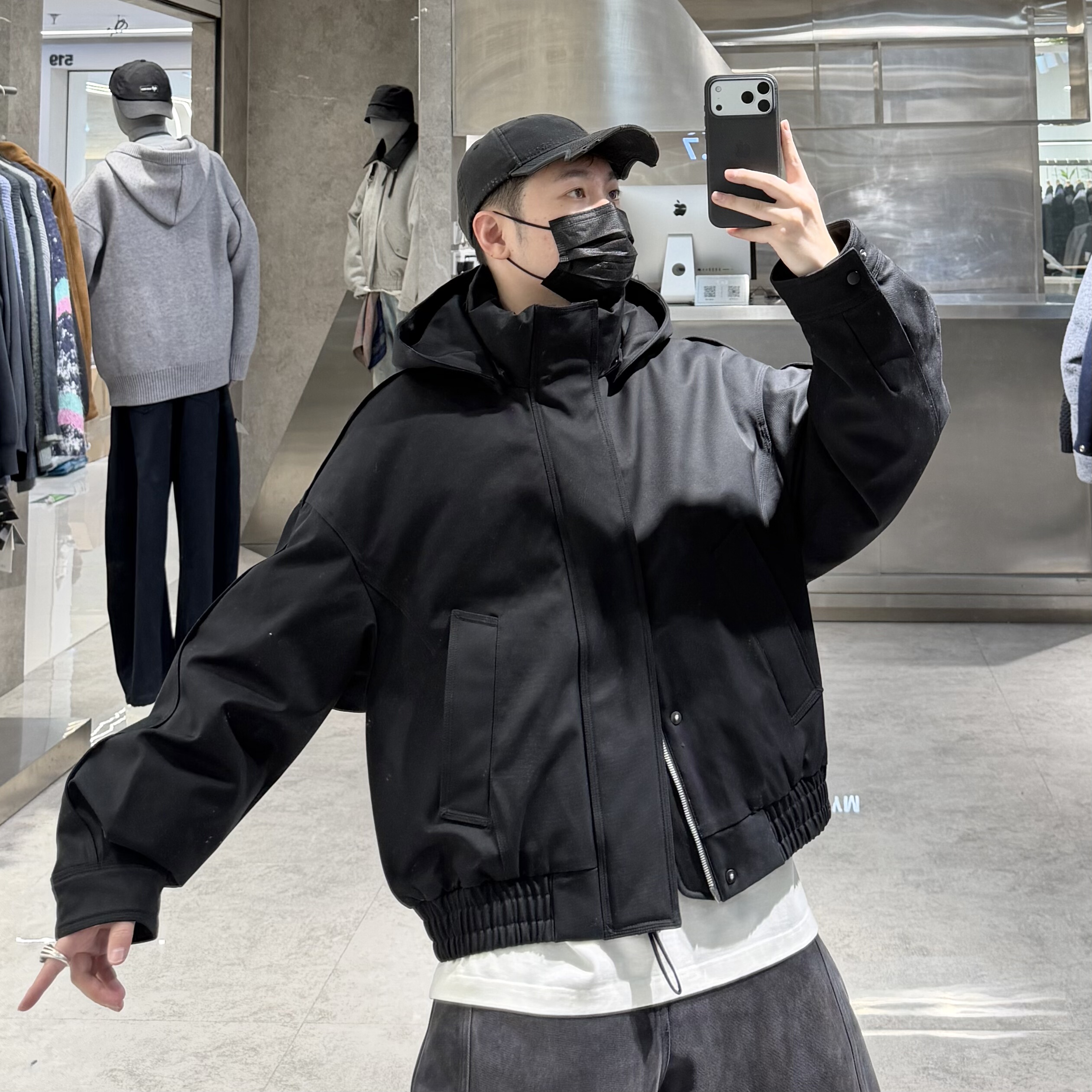 潮牌冬季连帽羽绒服男ins韩版重工纯色帽子可脱卸宽松保暖羽绒衣