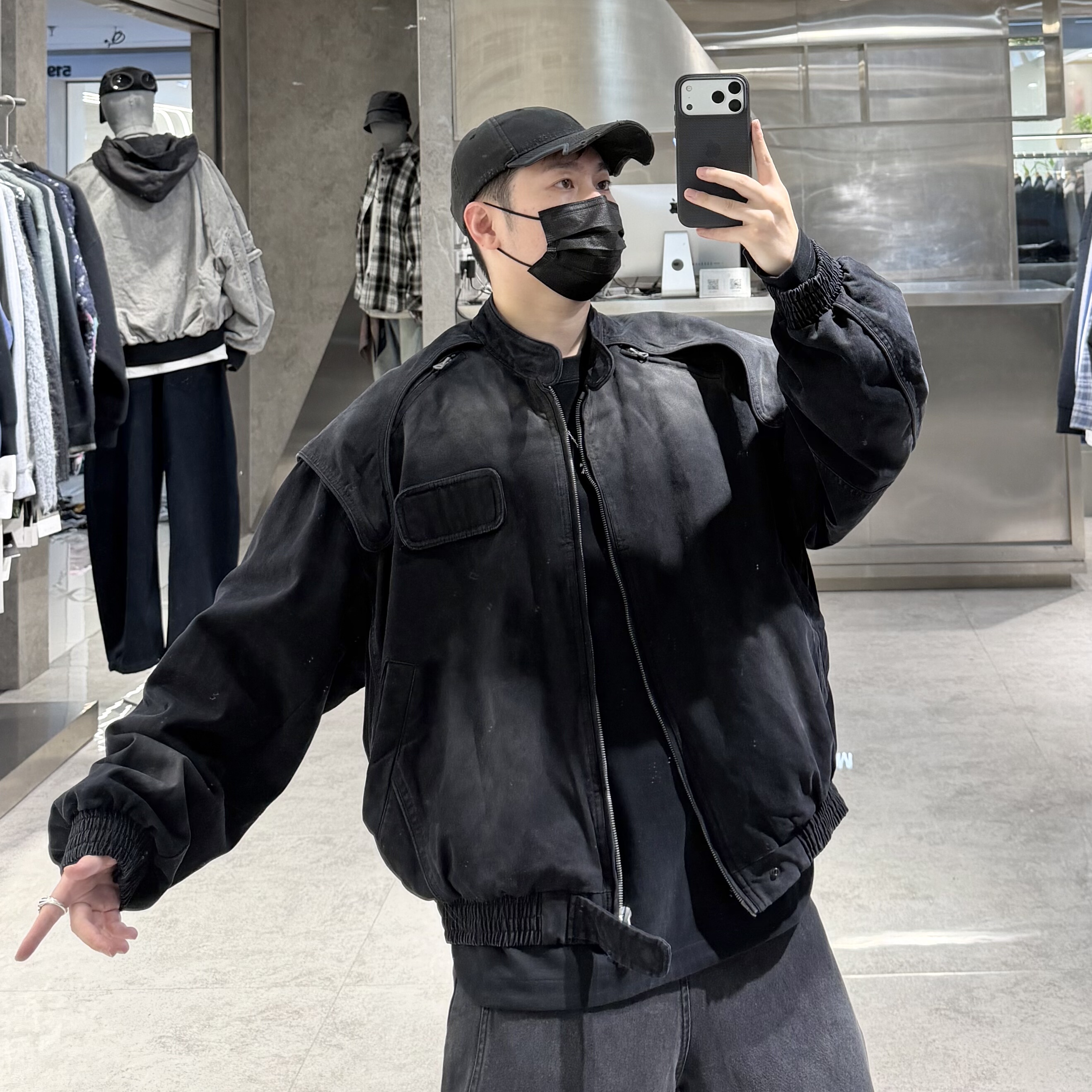 潮牌冬季巴黎羽绒服男ins美式水洗做旧结构宽松青年帅气保暖外套