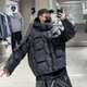 潮牌冬季 连帽鹅绒服男ins国潮编织结构高级感宽松青年保暖羽绒衣