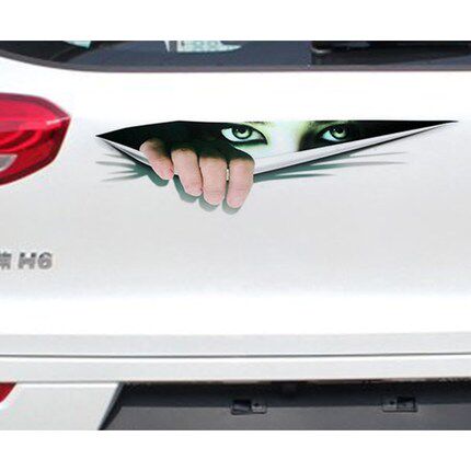 汽车偷窥眼睛划痕遮挡贴纸 个性反光引擎盖灯眉贴机盖装饰车贴