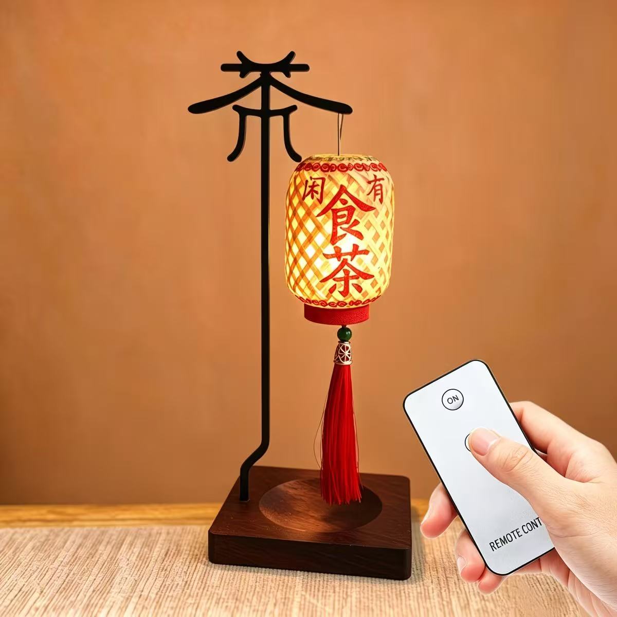 潮汕迷你竹编油纸灯笼摆件中式春节中秋结婚发光艺术家居茶台摆件图片