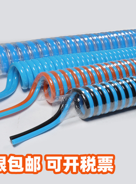 tpu双排弹簧气管4/6/8/10/12mm耐磨双孔双色螺旋管PU多排螺纹气管