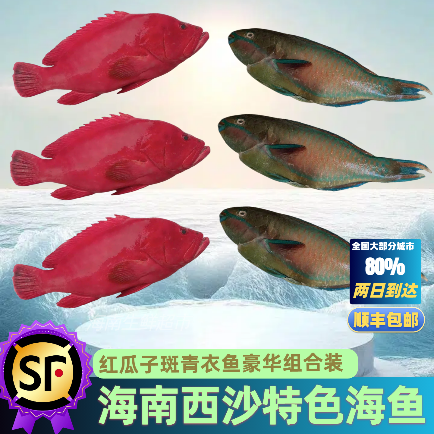 海南红瓜子斑青衣鱼组合套餐新鲜冷冻海鲜鲜活石斑鱼海鱼顺丰包邮,水产肉类/新鲜蔬果/熟食,斑鱼,淘宝优惠券,粉丝福利购,淘宝优惠卷