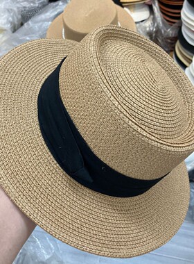 草帽凹顶礼帽明星同款夏防晒休闲度假太阳帽海边度假沙滩帽子
