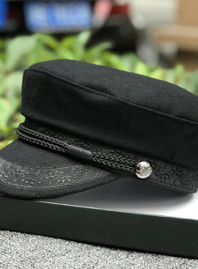 帽子秋冬天百搭鸭舌帽时尚雷丝八角帽毛呢贝雷帽平顶帽女潮