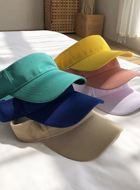 基础款帽子女韩国夏潮纯色百搭跑步空顶遮阳棒球帽运动鸭舌