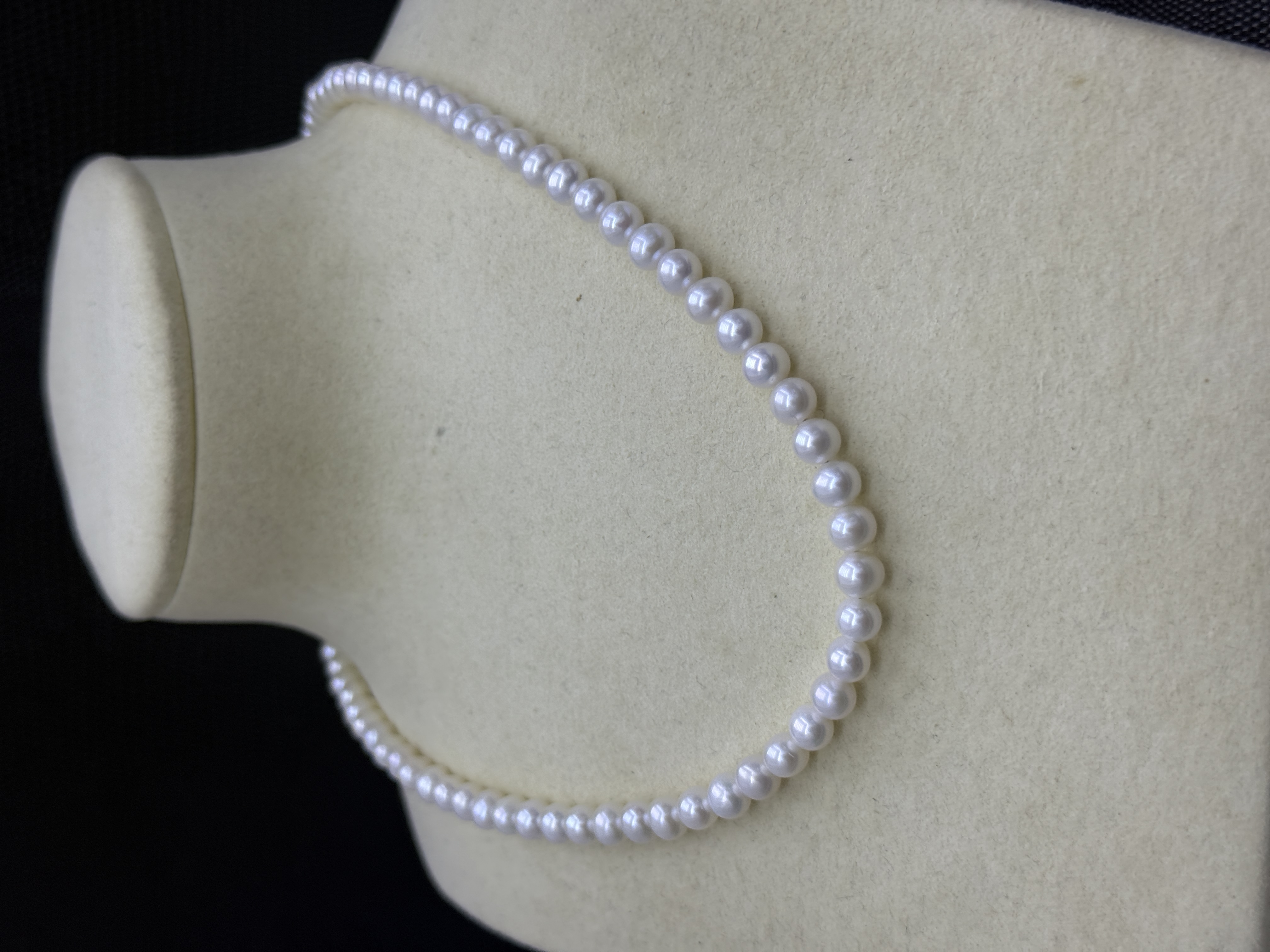 恒耀珠宝5-6mm淡水无核珍珠项链银S925扣轻奢近圆天然珠链