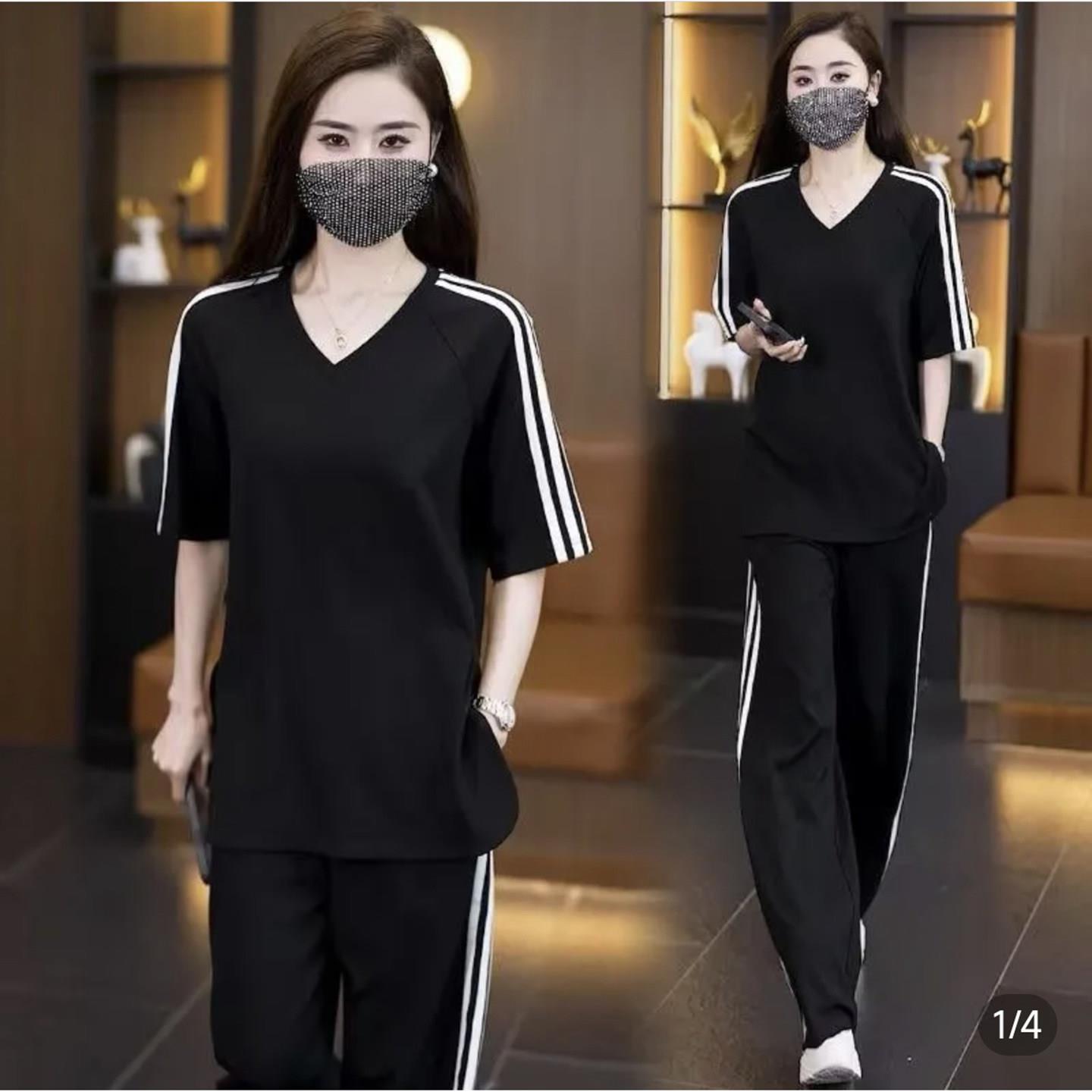 蔡蔡女装2026新款春夏季女士休闲运动套装时尚减龄遮肉短袖两件a4