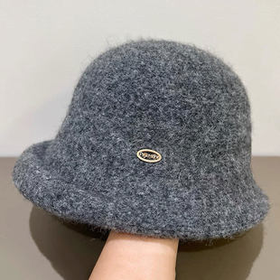 哆美帽子屋纯色渔夫帽女秋冬法式优雅气质显脸小水桶帽大头围帽子