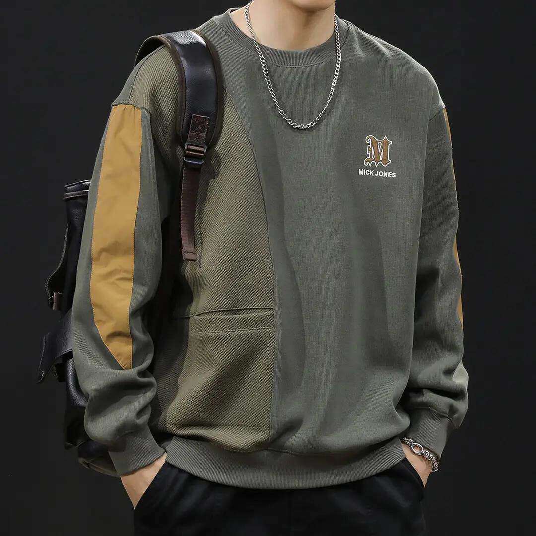 地阁潮男服饰美式卫衣男士秋冬新款长袖宽松圆领大码套头上衣男a6