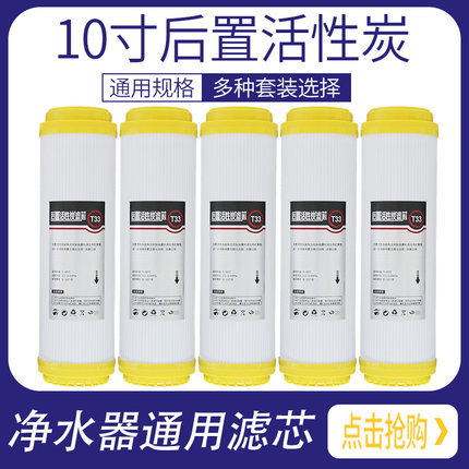 家用净水器10寸平口T33后置椰壳活性炭直饮机纯水机通用滤芯配件
