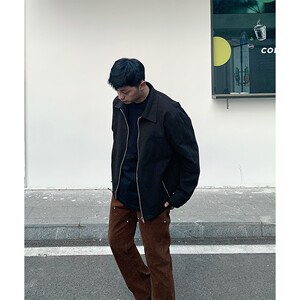 ANYWEAR 秋季水洗做旧翻领夹克vibe风高街短款工装cleanfit外套男