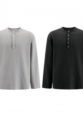 ANYWEAR 透气亲肤长袖打底丝滑通勤简约亨利领垂感肌理感轻薄T恤