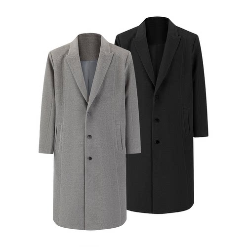 ANYWEARSTU 羊毛重磅大衣垫肩活页廓形结构线条大剑领风衣外套