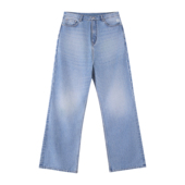 阔腿直筒牛仔裤 ANYWEAR 水洗冰蓝色微喇宽松2021M版 百搭cleanfit