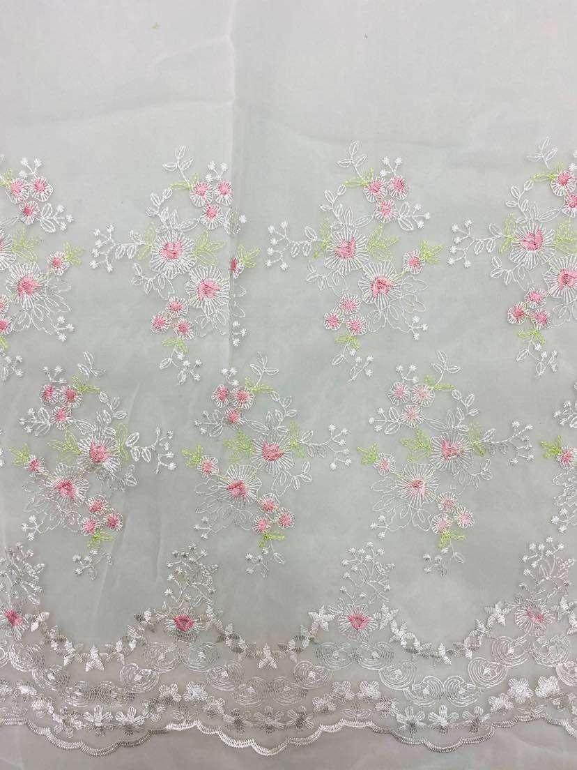 新品上架清爽型欧根纱彩色绣花 DIY服装设计材料 免邮费清爽一夏