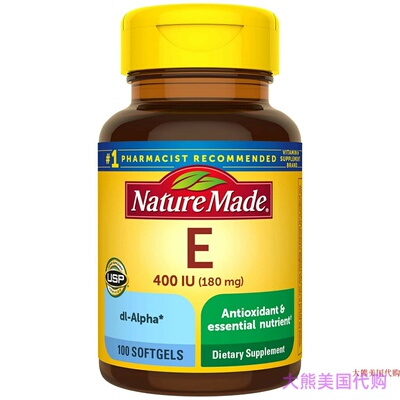 Nature Made Vitamin E 400 IU (dl-Alpha), 180 Softgel 维生素E