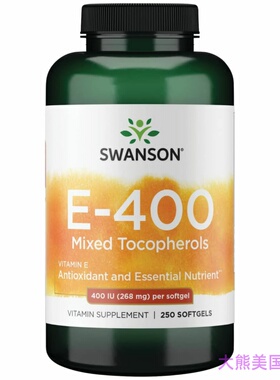 Swanson Vitamin E-400 Mixed Tocopherols,  250 Softgels